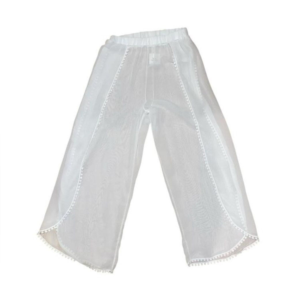 New with tags white sheer flowy wide leg pants with open legs
